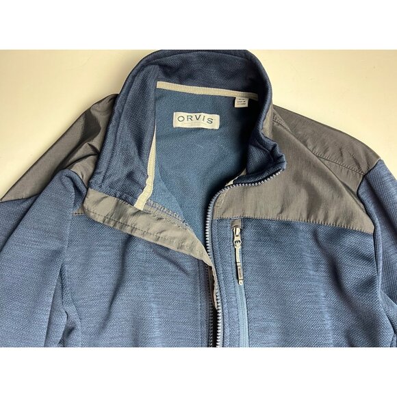 Orvis Men Performance Jacket Medium M Blue Full Zip Fleece Lined Hiking Outdoors - Picture 8 of 10